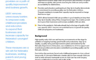 LB351 seeks to remove unnecessary barriers to increase child care capacity, quality